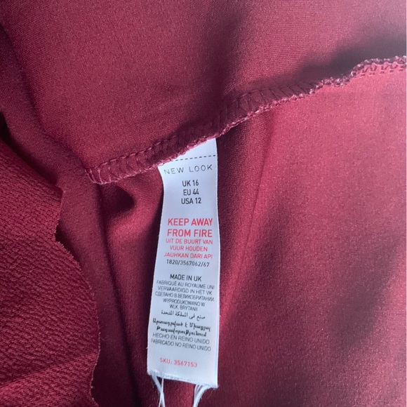 New Look Long Sleeve Top Burgundy Round Neck Stretch Waist Length UK Size 16 - Picture 4 of 8